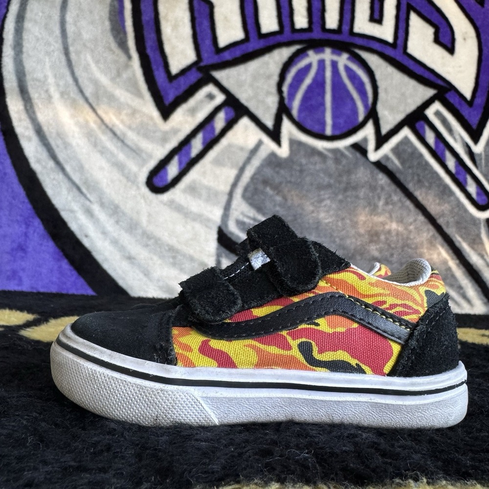 Size 6.5 - VANS TODDLER COMFYCUSH OLD SKOOL FLAME CAMO SNEAKER SHOES